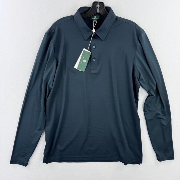 New AG Green Label Mens Size M Bulwark Long Sleeve Polo Shirt Tech Sport NWT - Picture 1 of 8